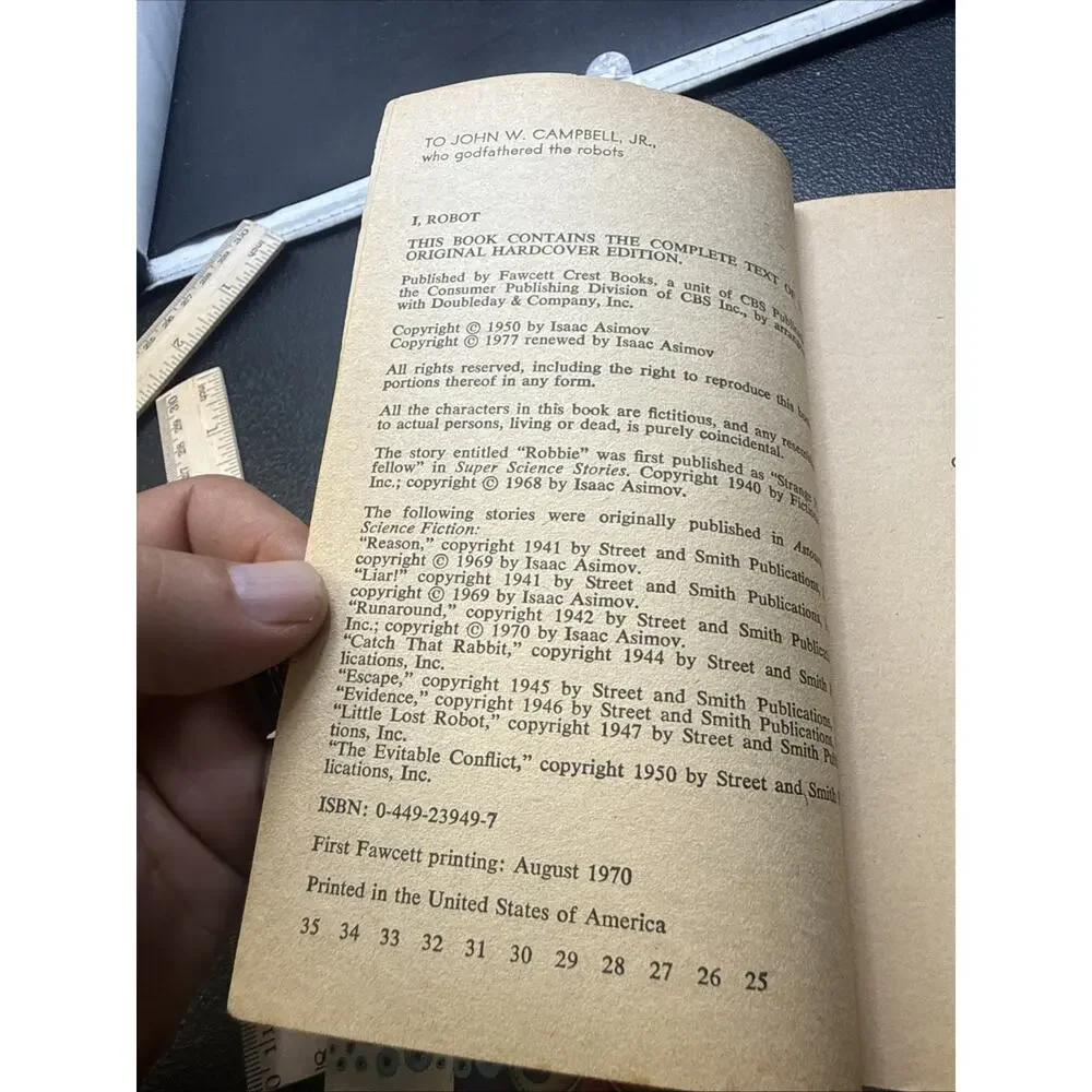 Isaac Asimov I, Robot Vintage Fawcett Crest Paperback Sci-Fi Novel Book